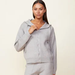 MONROW Soft Knit Zip Up Hoody HEATHERGREY Cheap